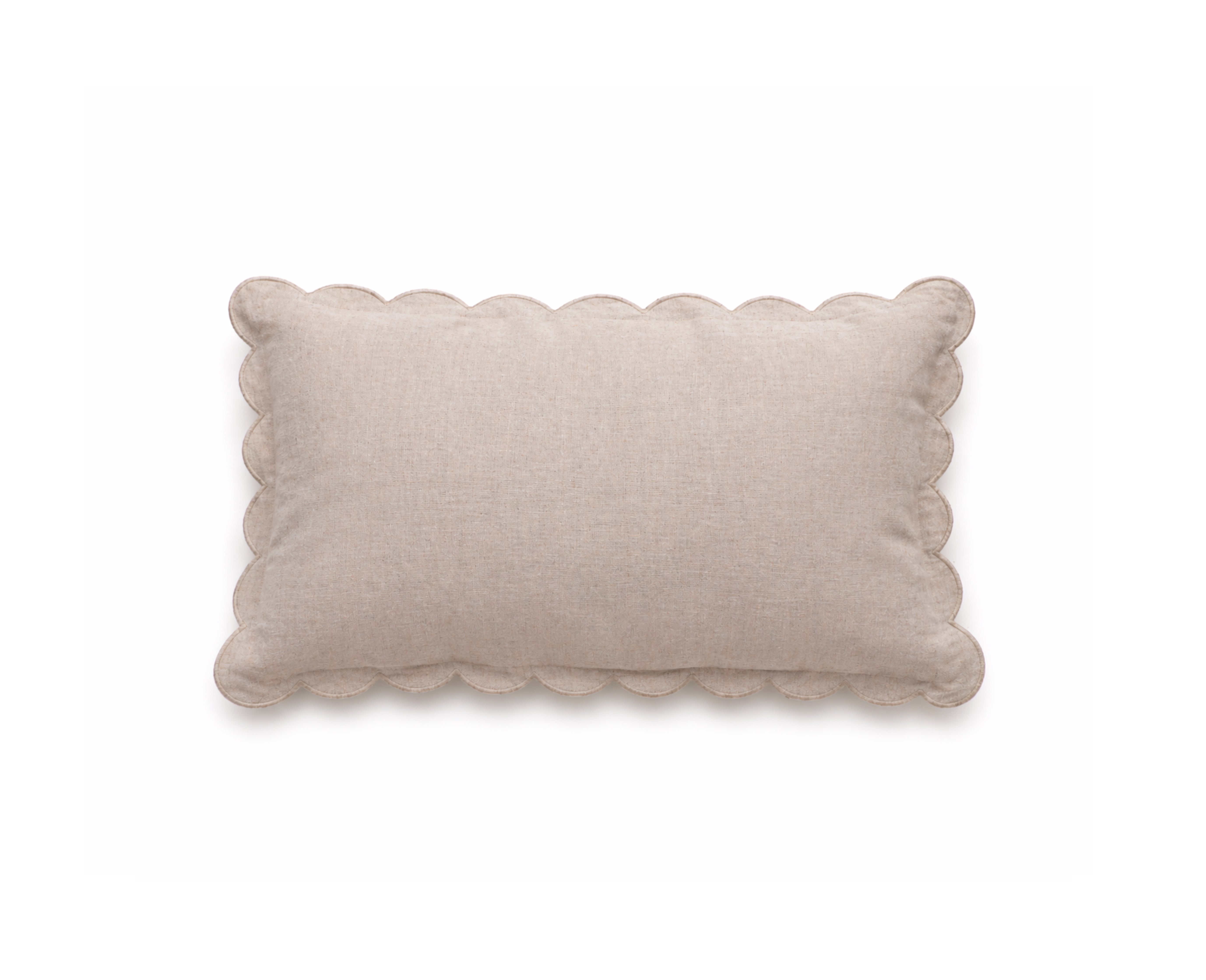 Kelly duvet cover sham pillow, taupe with scalloped border and matching trim
