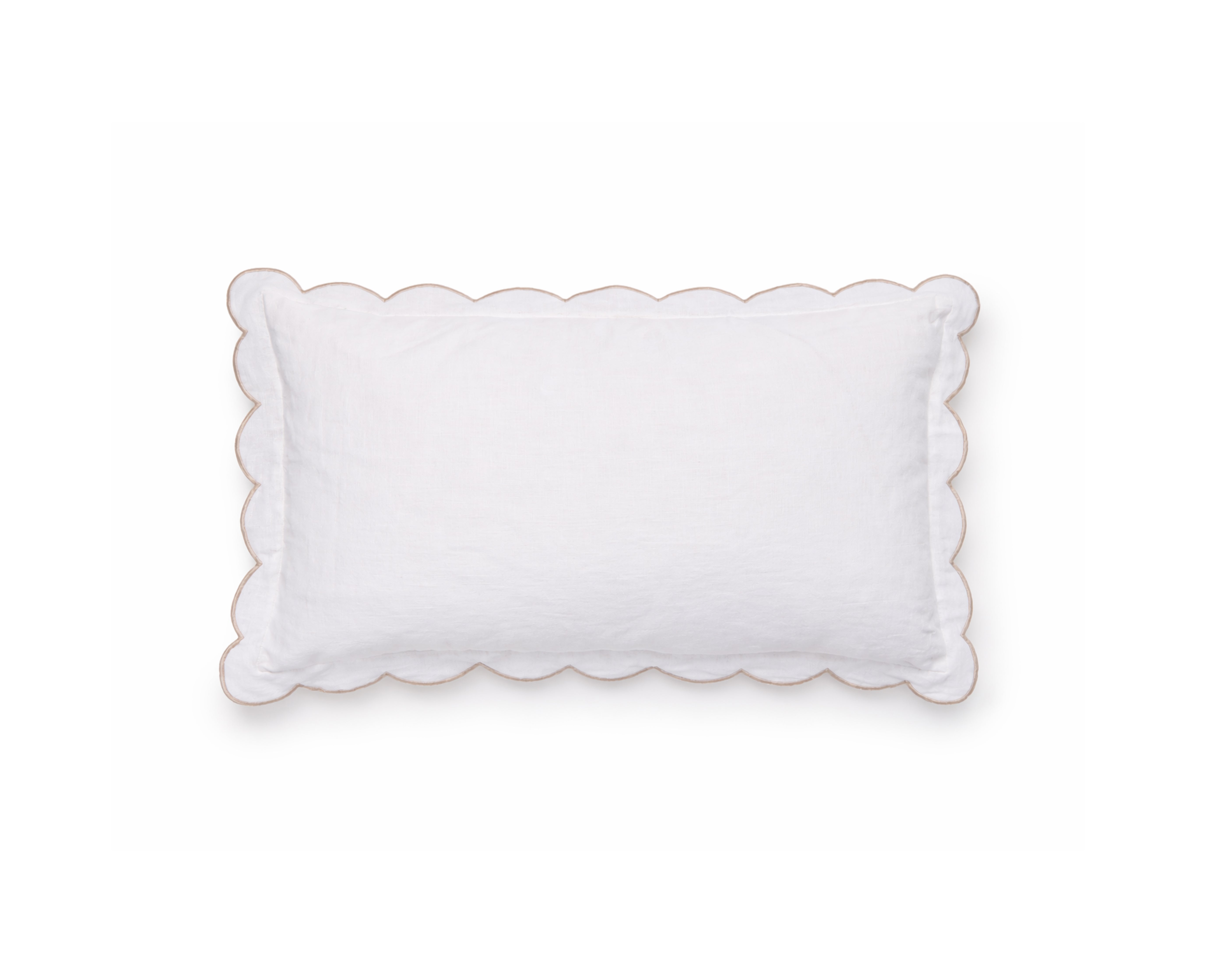 Kelly duvet cover sham pillow, white with scalloped border and subtle light trim
