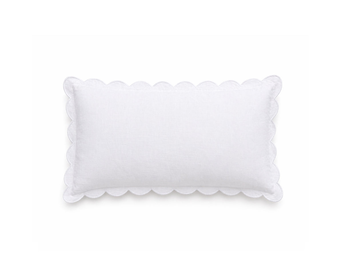 Kelly duvet cover sham pillow, white with scalloped border and ruffled edge