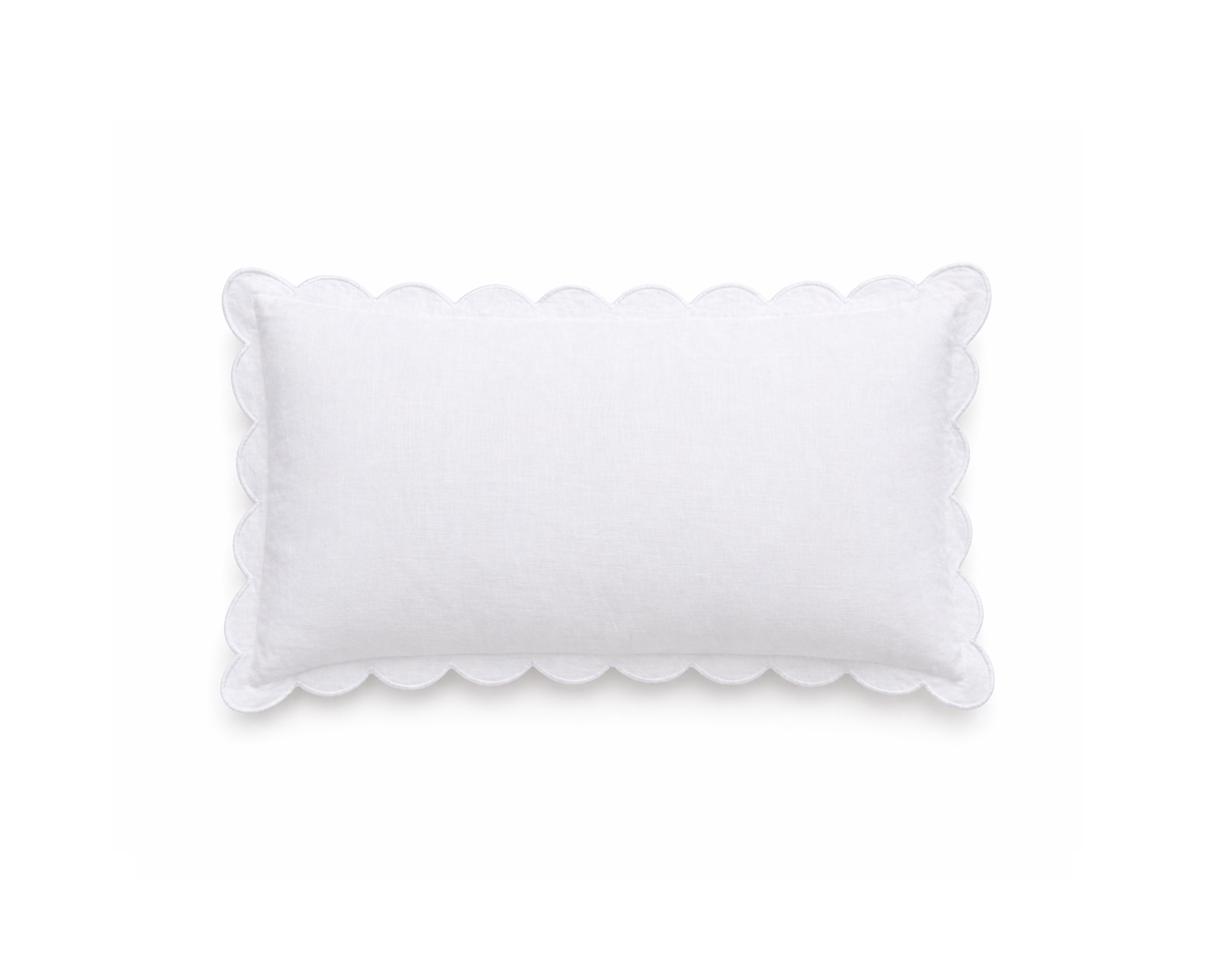 Kelly duvet cover sham pillow, white with scalloped border and ruffled edge