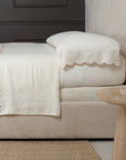 Kelly Linen Sheet Set-Queen Sheet Set (Fitted‚ Flat + 2 Standard Pillowcases)-Cream/Terra Cotta-Pom Pom at Home