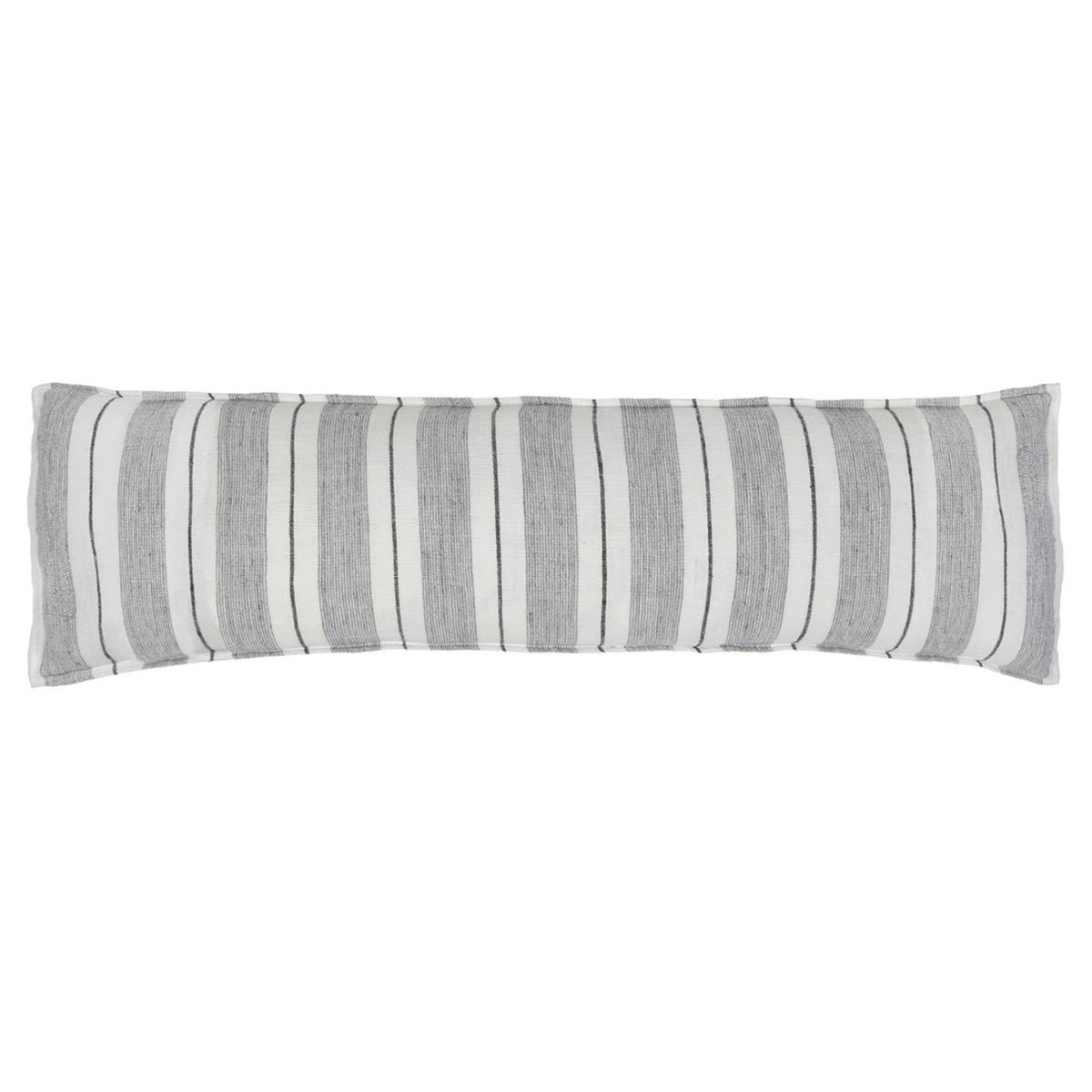 Laguna long lumbar pillow cover with vertical gray and white stripe pattern