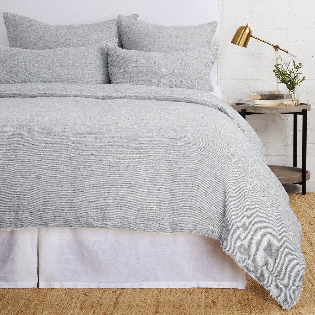 Gray textured duvet cover with matching pillow shams