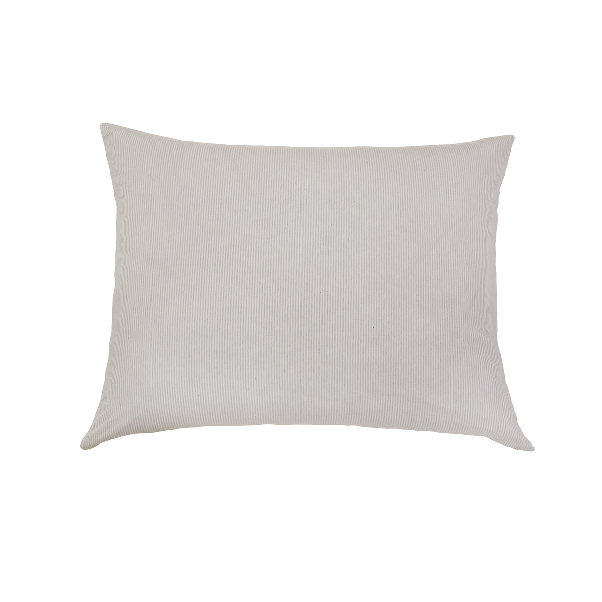 Luke duvet cover pillow sham in natural pinstripe fabric with stitched border