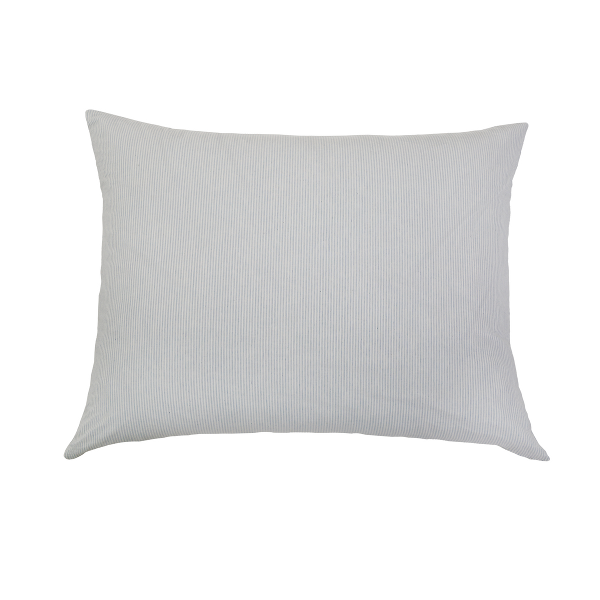 Luke duvet cover pillow sham in light blue pinstripe fabric with stitched border