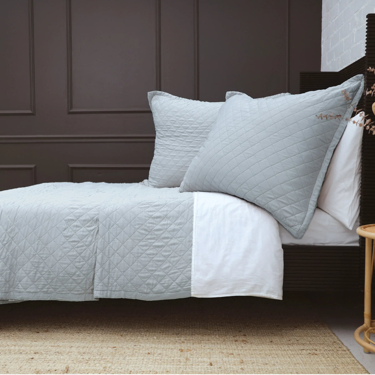 28x36 white quilted big pillow with insert, stitched diamond pattern