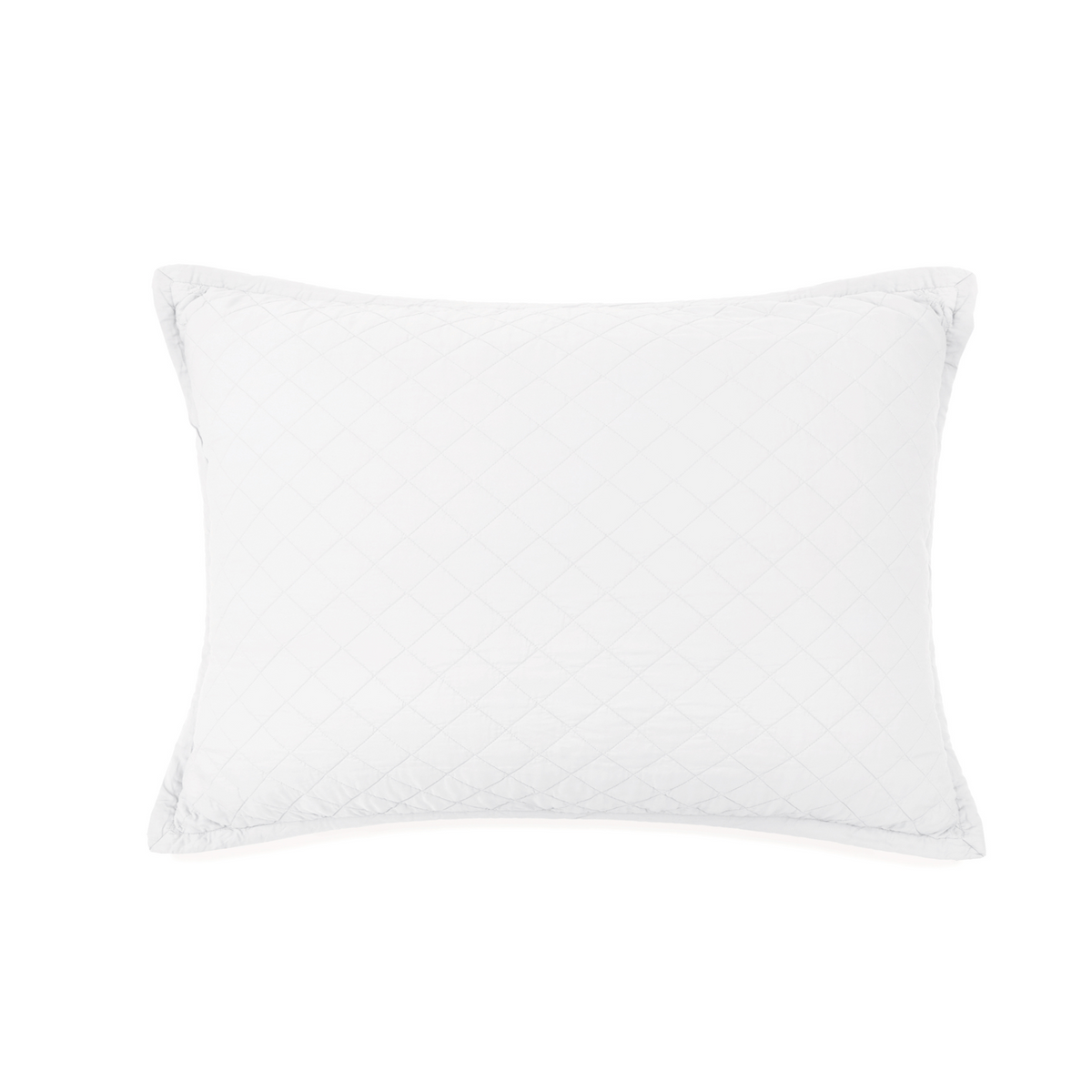 Rectangular big pillow with stitched diamond pattern, white cover and insert.