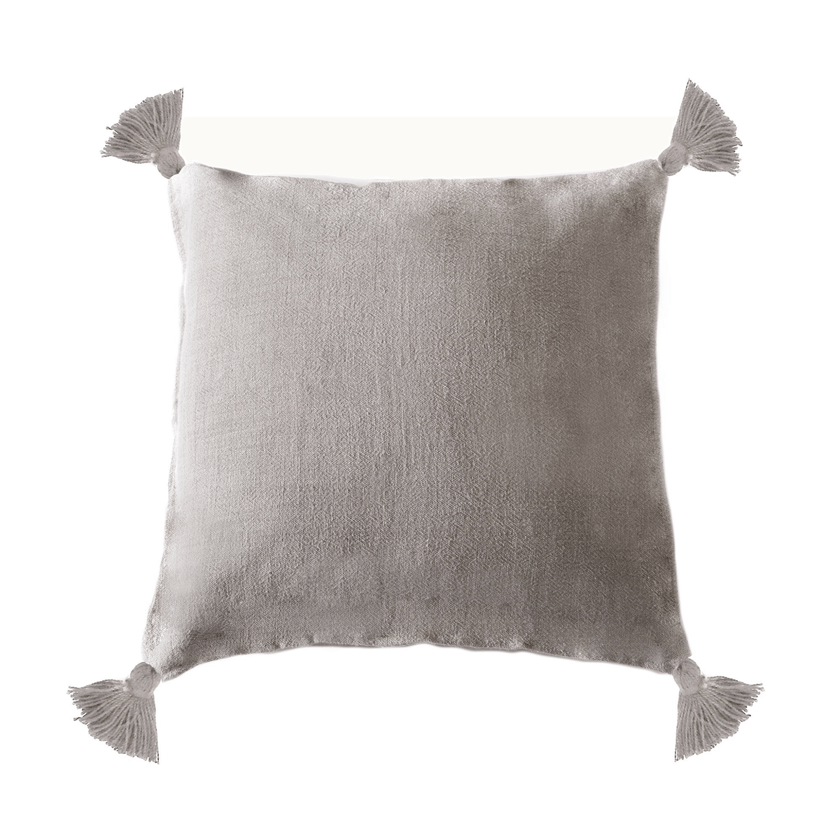 Montauk blanket decorative square pillow cover, beige textured fabric with tassels