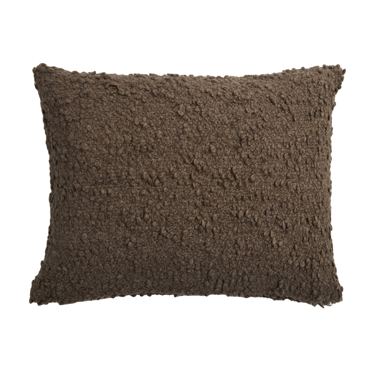 Large decorative pillow with insert, brown textured cover with stitched edges