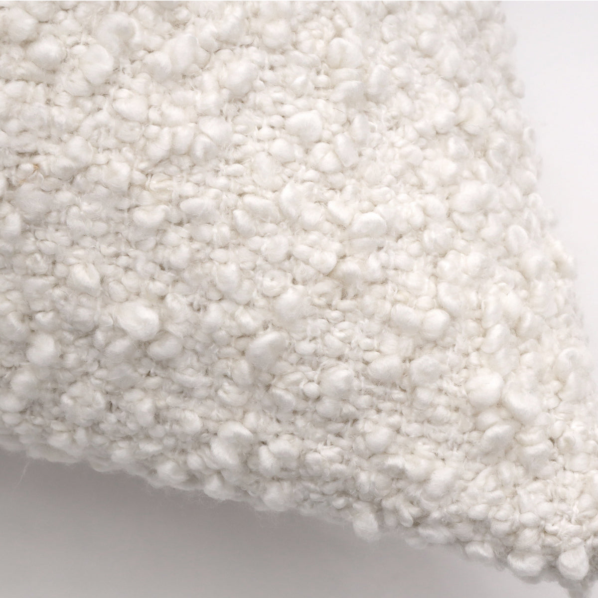 Textured boucle pillow cover, off-white close-up texture