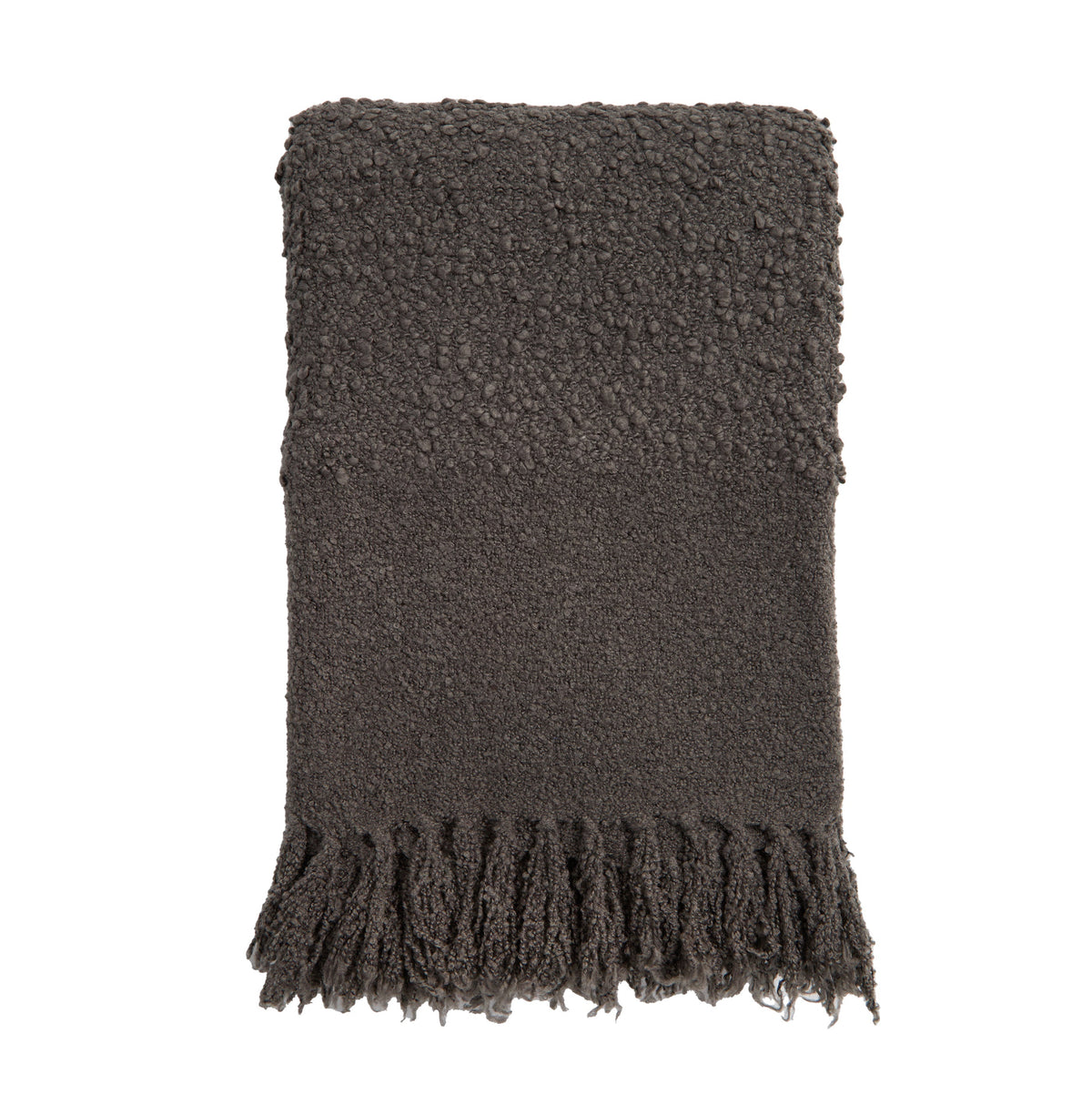 Murphy oversized throw, dark charcoal fuzzy texture with straight fringe hem