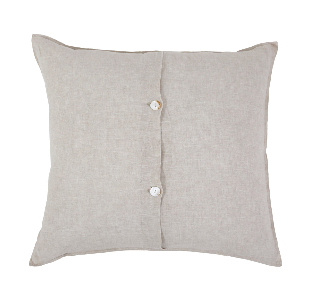 Light gray linen square sham with center button placket detail