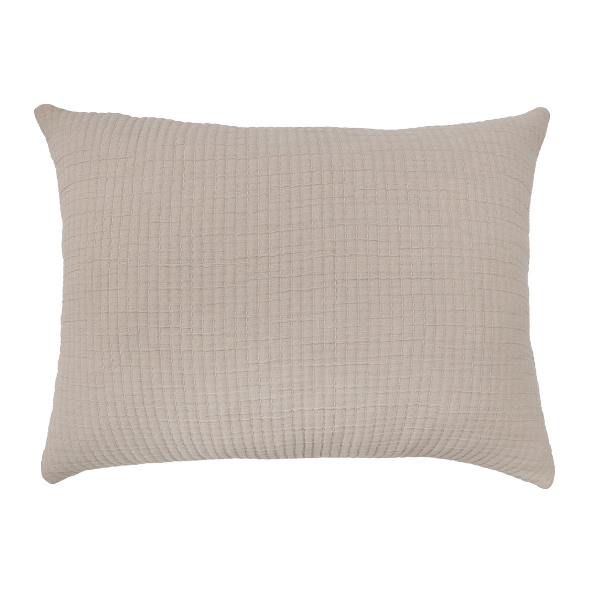 Vancouver coverlet sham, light cream textured woven fabric, rectangular pillow front