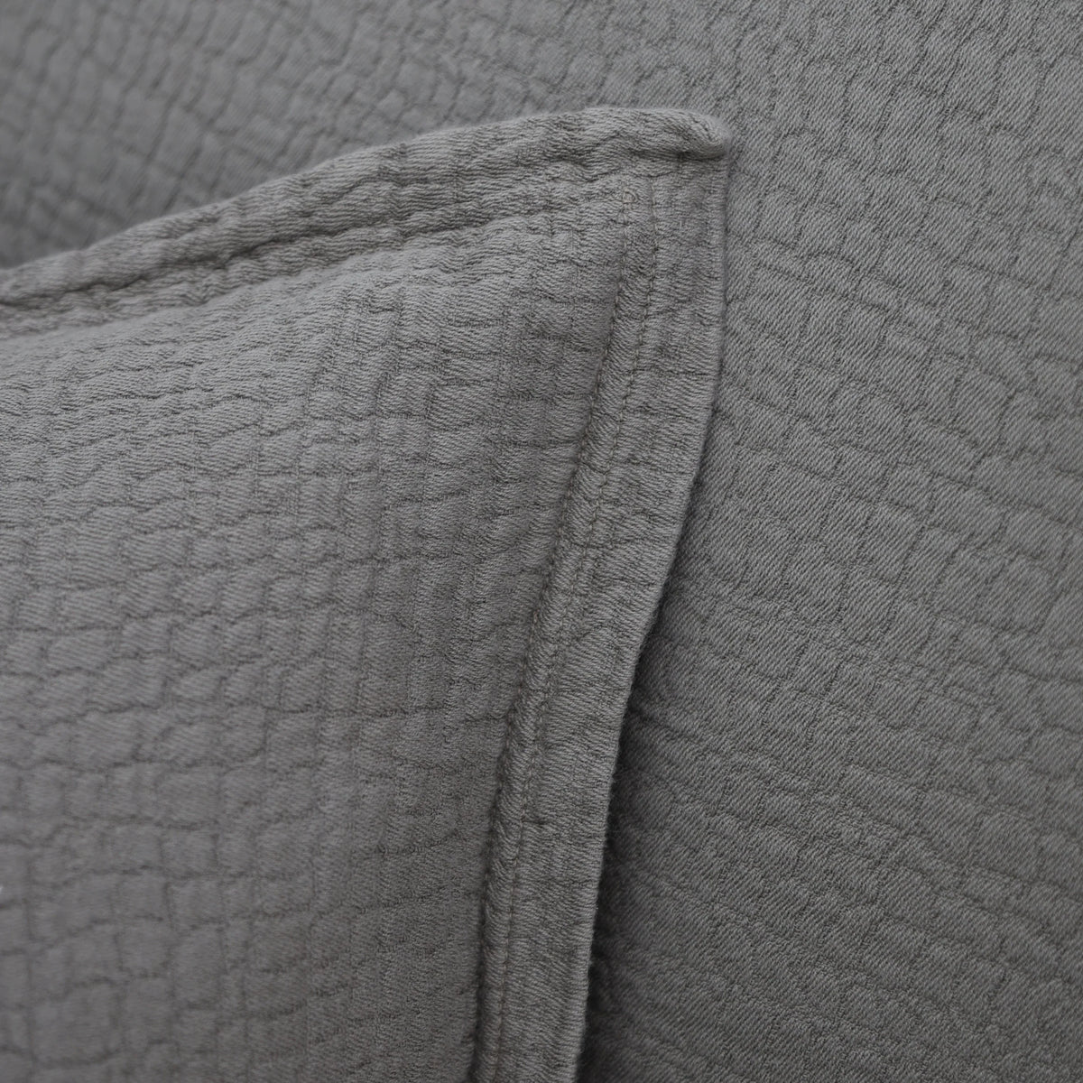 28 x 36 pillow fabric close-up, textured woven pattern, medium gray tone
