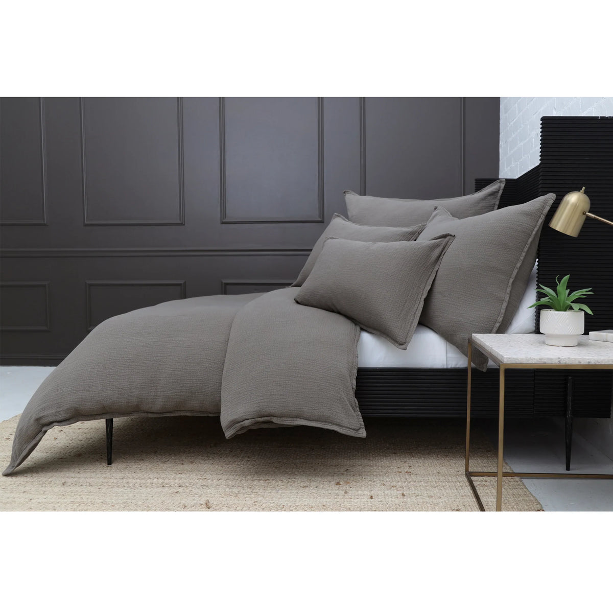 28 x 36 decorative pillow with insert, textured woven fabric, medium gray tone