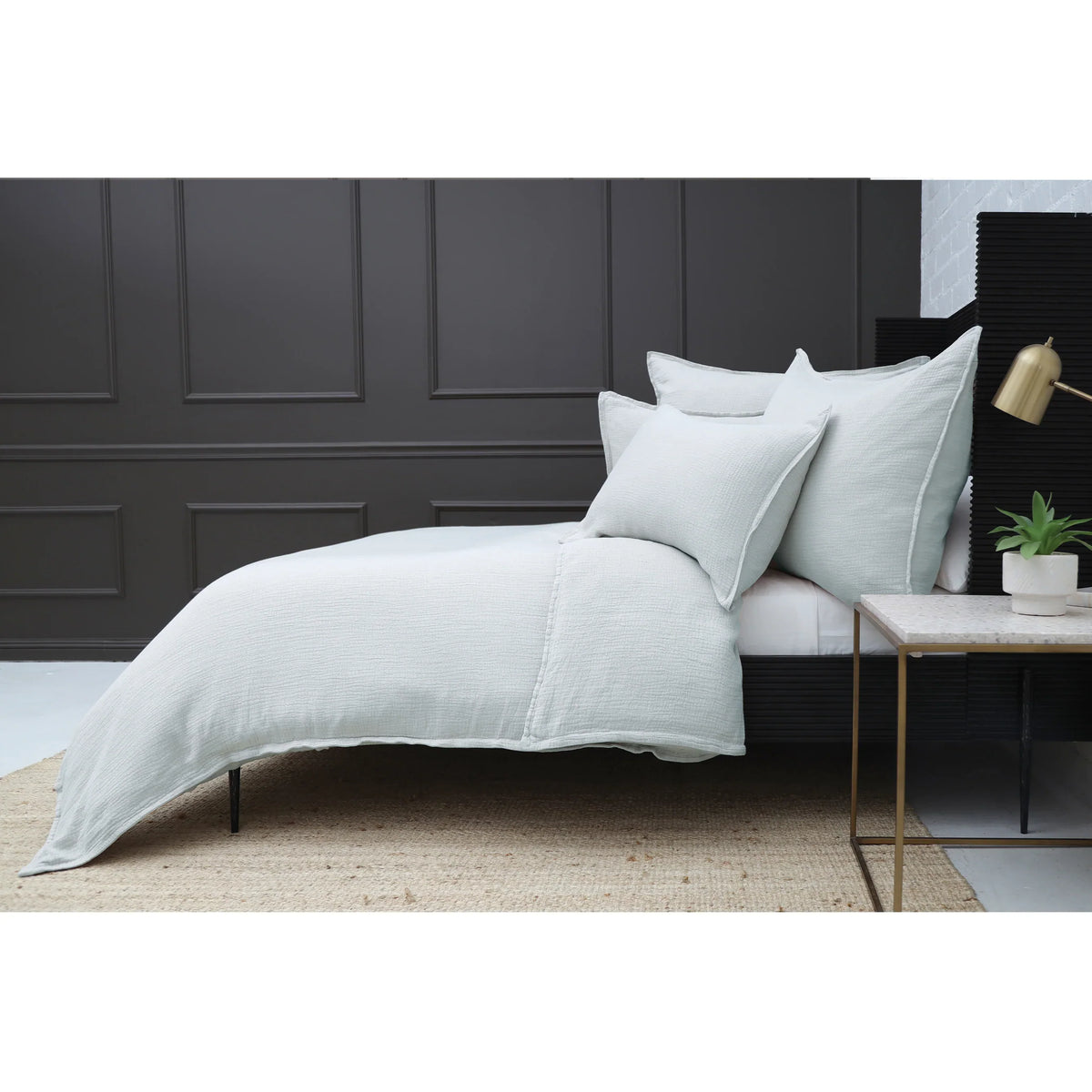 Sea glass cotton duvet cover set with matching shams and flat duvet