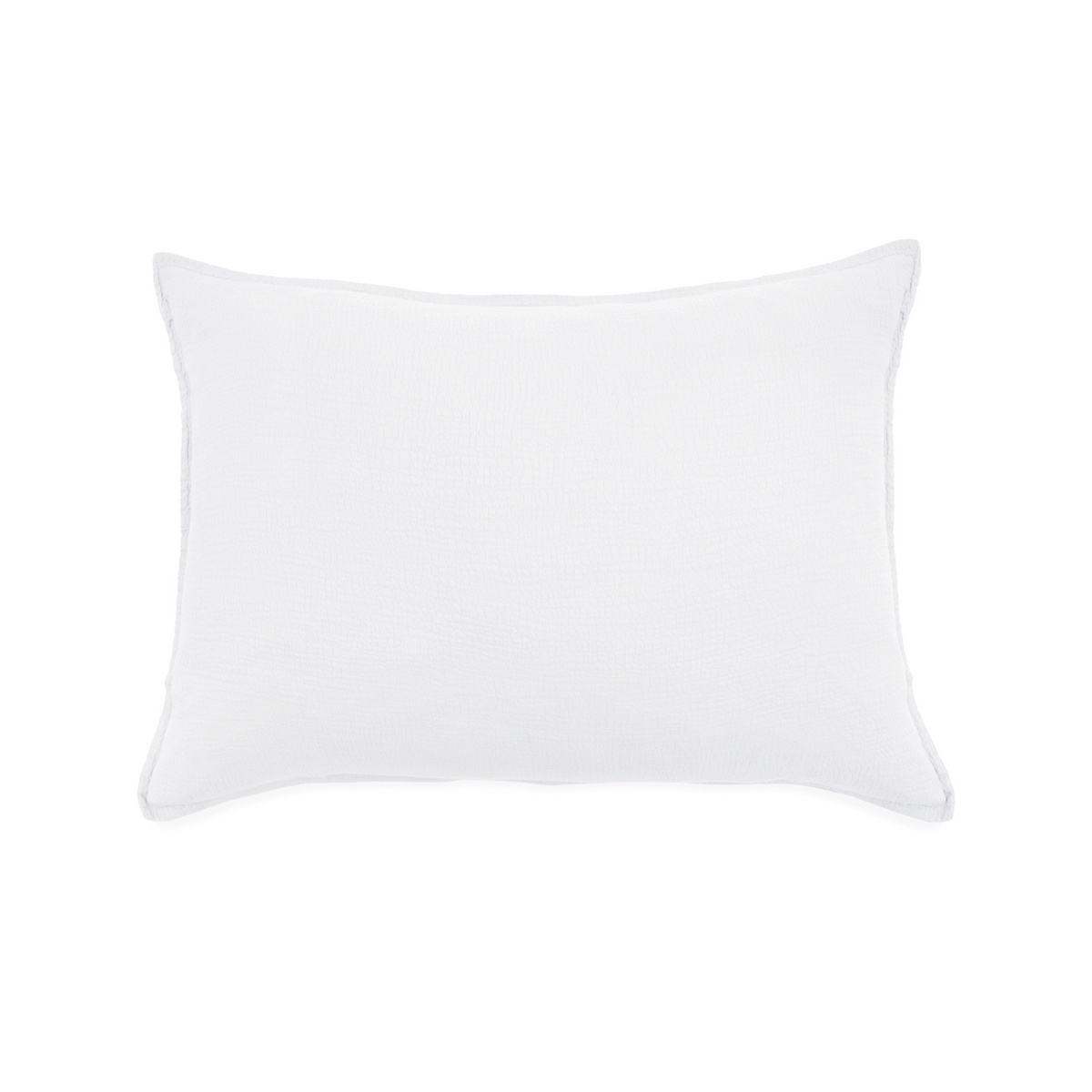 White cotton standard sham with envelope edge and smooth front